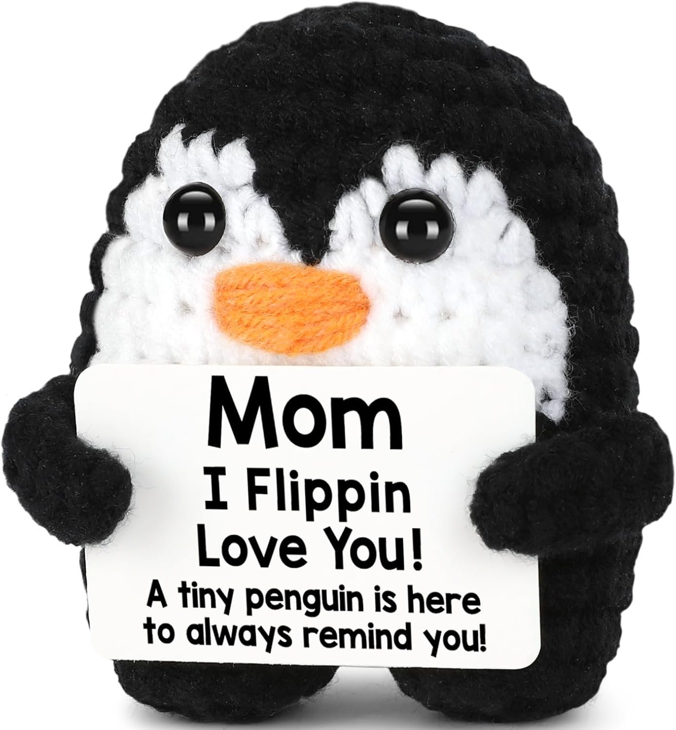 Valentines Day Birthday Gifts for Mom from Daughter Son, Handmade Crochet Mini Penguin Mom Gifts for Birthday Mama Mother in Law Bonus Step, Funny I Love You for Moms Small Cute Decor