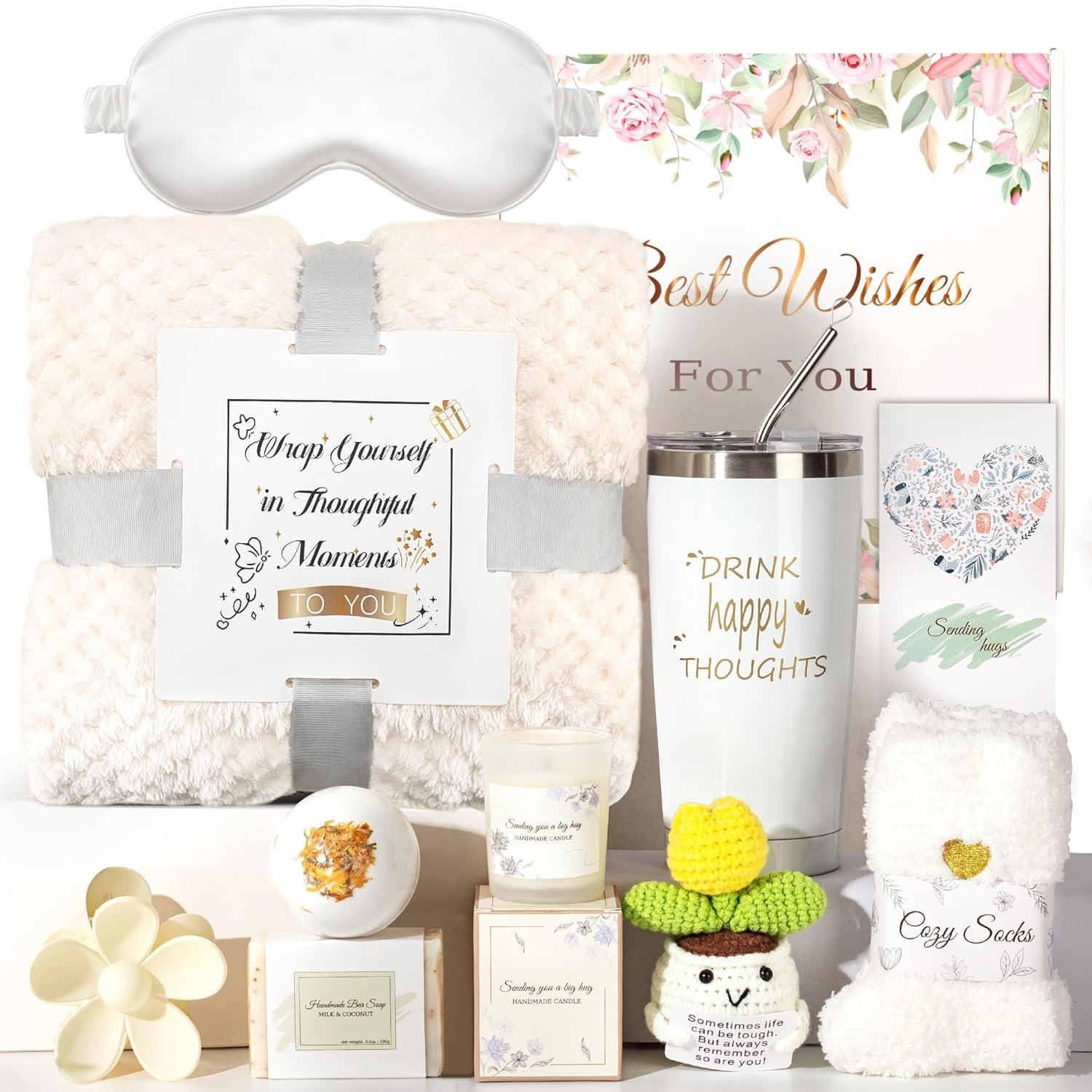 Valentines day Gifts for Her, Self-Care Gift Set for Women, Get Well Soon Gift Baskets, Spa Unique Birthday Gifts Box Feel Better Care Package, Thinking of You Gifts for Mom,Wife,Sister,Girlfriend