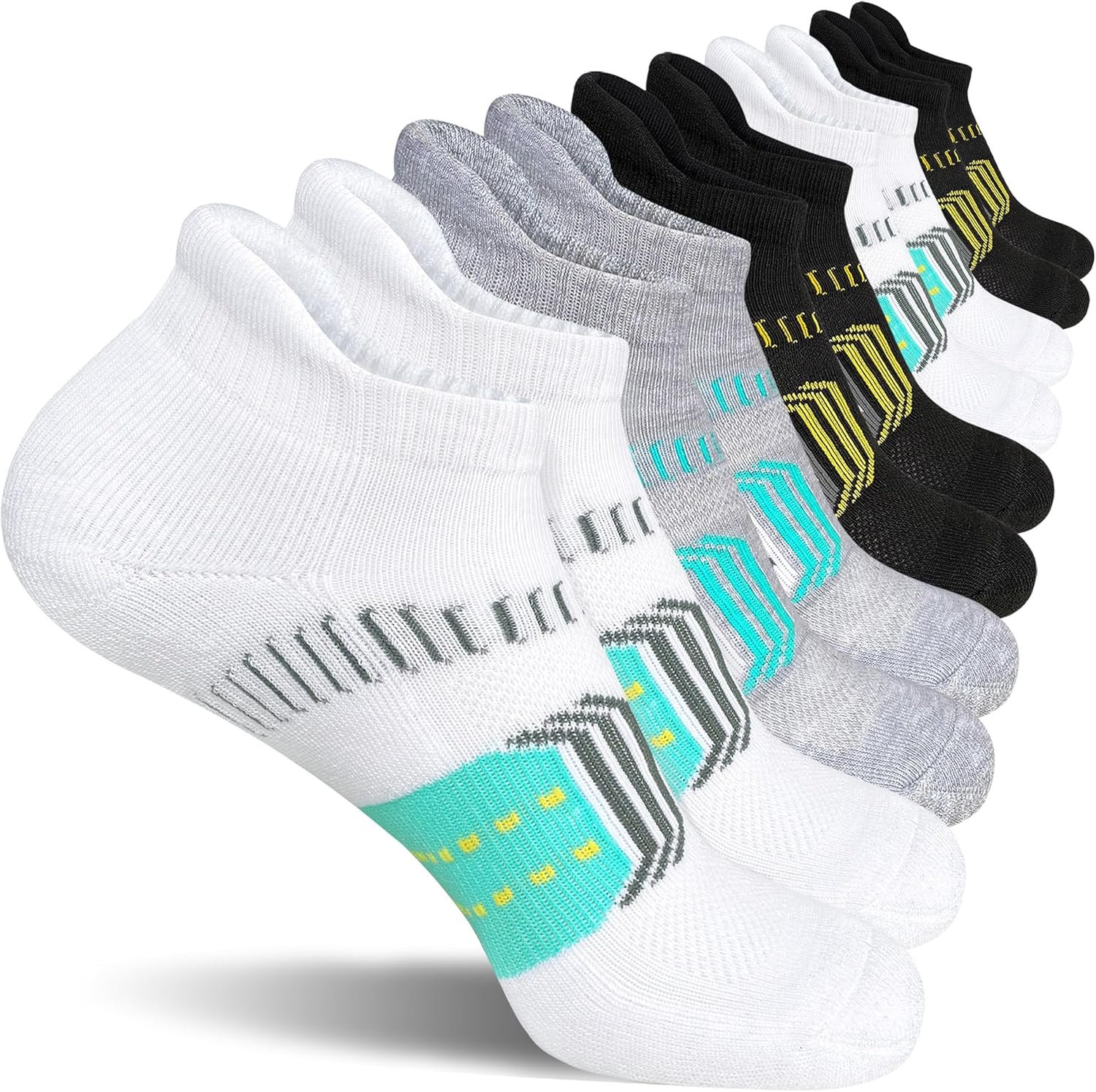 Womens Athletic Cushioned Anti-Blister Comfort Running Ankle Socks 5 Pairs