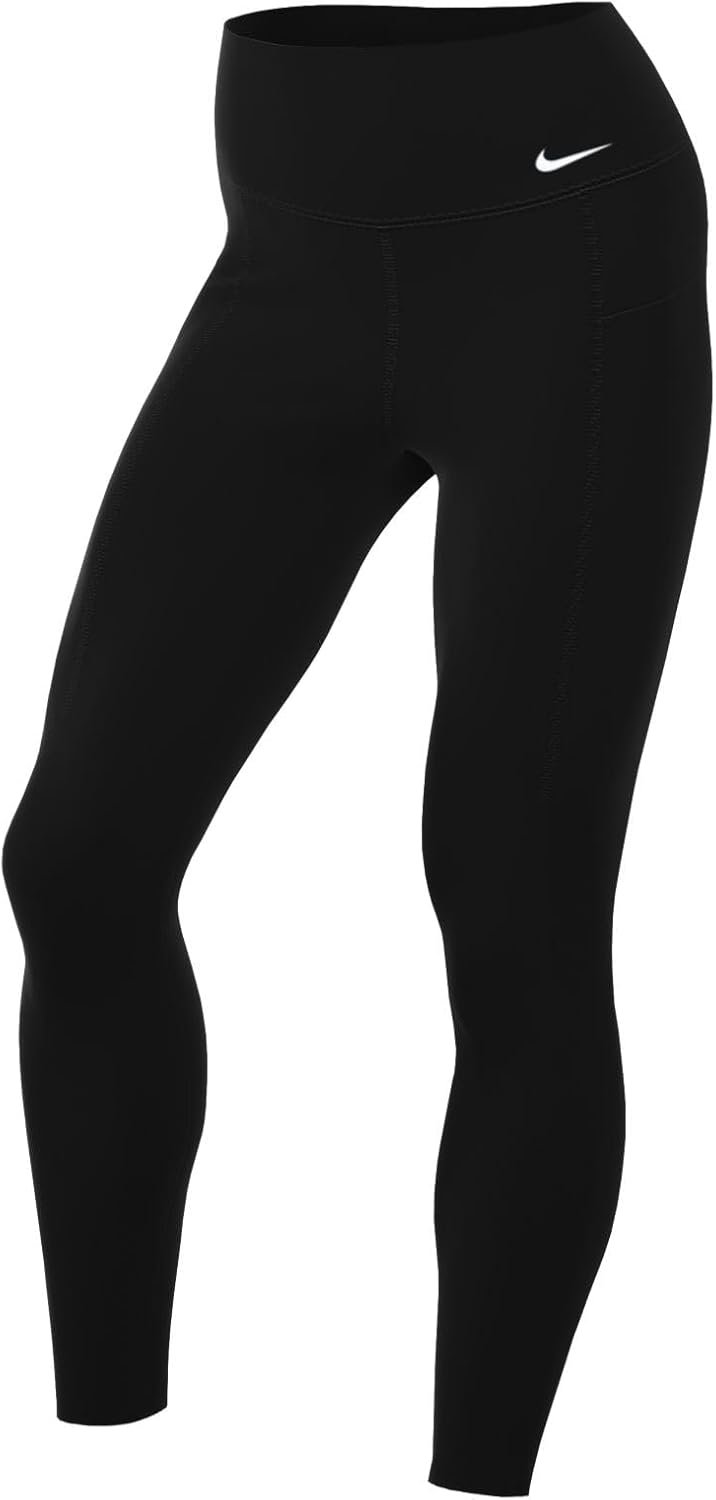Nike Universa Women’s Medium-Support High-Waisted 7/8 Leggings with Pockets (DQ5897-010, Black/Black) Size Small