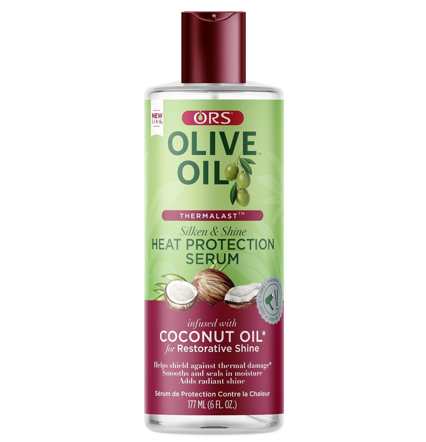 ORS Olive Oil Heat Protection Hair Serum infused with Coconut Oil for Restorative Shine 6 Ounces
