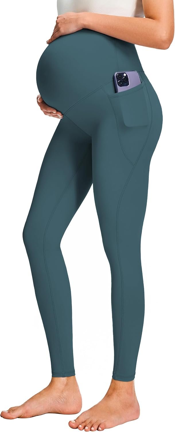 JOYSPELS Smooth Feeling Maternity Leggings Over The Belly with Pockets Workout Pregnancy Pants