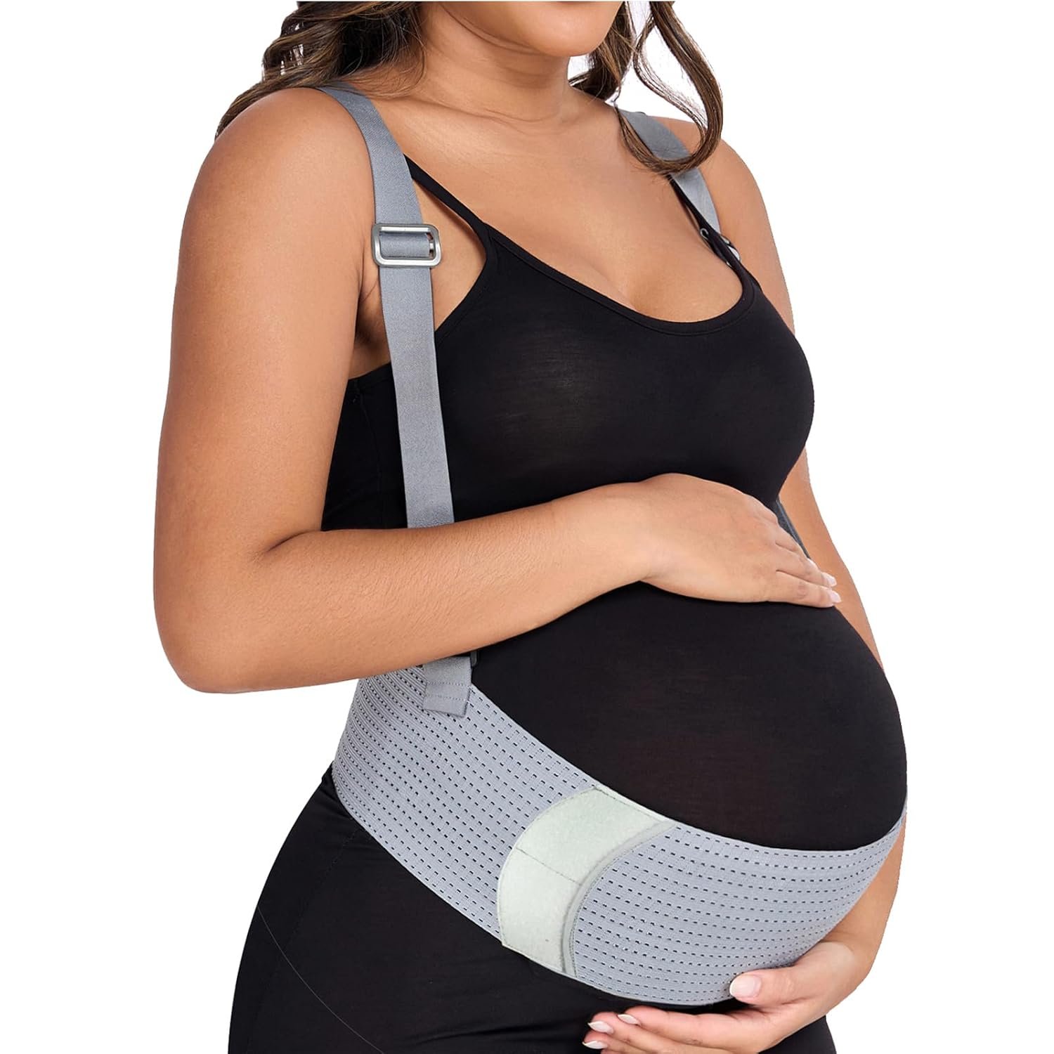 Belly Bands For Pregnant Women Maternity Belt Pregnancy Belly Support Band Adjustable Pregnancy Belt with Back Brace Straps (Gray, Medium)