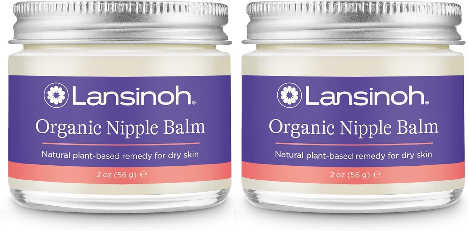 Lansinoh Organic Nipple Butter, Nipple Cream Safe for Breastfeeding Baby, Postpartum Essentials for Mom, 2 Pack, 4 Ounces Total