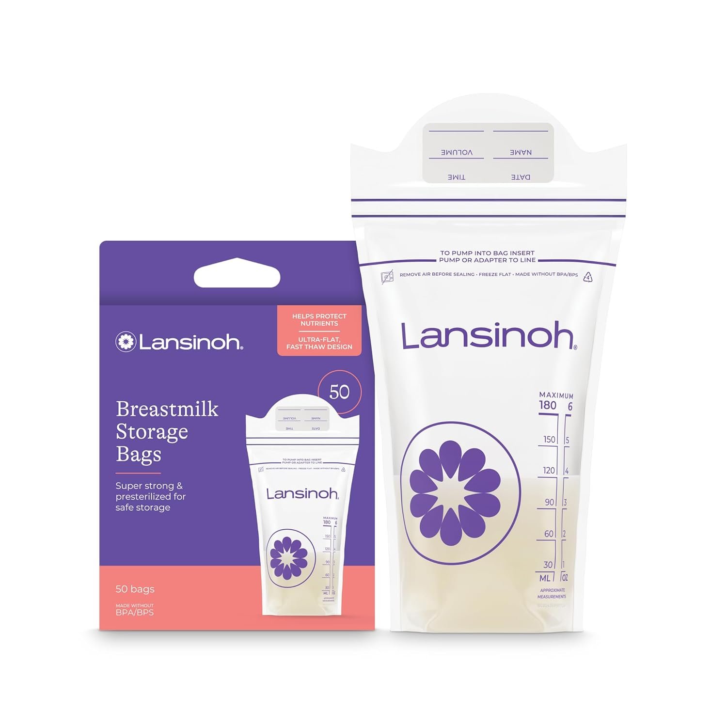 Lansinoh Breastmilk Storage Bags – 50 ct
