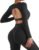 SUUKSESS 2 Piece Workout Sets for Women Long Sleeve Gym Sets Woman Butt Lifting Leggings Open Back Crop Tops