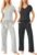 Ekouaer 2 Pack Womens Pajamas Short Sleeve Sleepwear Top with Pants Super-Soft Printed Lounge Sets S-XXL