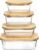 Vtopmart Glass Food Storage Containers with Bamboo Lids, 4 Pack Meal Prep Glass Containers Safe for Microwave, Oven, Freezer and Dishwasher, BPA Free