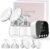 Lulia Double Electric Breast Pump, Breastfeeding Pump 4 Modes & 9 Levels, Low Noise, Anti-Backflow & LED Display, BPA Free, Portable Breast Pumps with 24mm Flange
